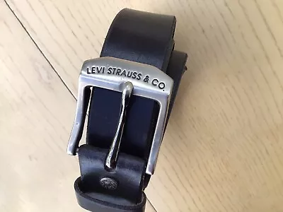 Levi’s Mens Black Italian Leather Jeans Or Dress Belt 44”/110cm • £24.95