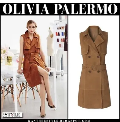 Chelsea28 + Olivia Palermo Macy’s Tan Brown Suede Leather Trench Dress XL 12 14 • £76.36