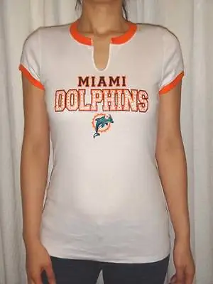 $18.95 • Buy NWT Miami Dolphins NFL Women's Slit Neck Tee T-Shirt