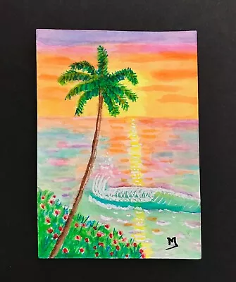 Hawaii Original Watercolor Painting Maui Painting Beach Sunset Art  Beach ACEO • $16.67