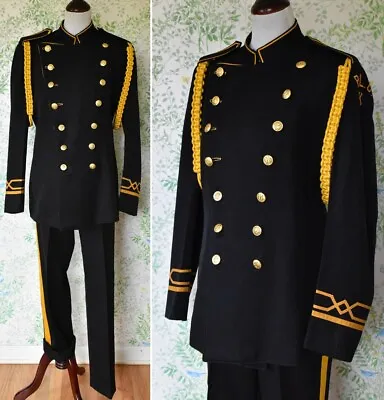 Marching BAND 1930's 40's Vintage Thick Black + Gold Yellow Band Uniform Suit • $289.45