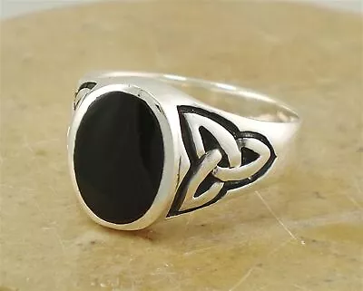 MENS .925 STERLING SILVER CELTIC ONYX RING Size 11  Style# R1969 • $26.99