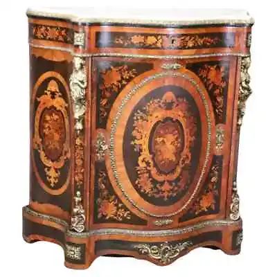 Gorgeous Figural Bronze Mounted Marble Top Napoleonic Inlaid Cabinet Commode • $3895