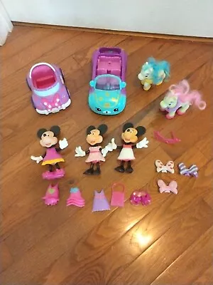 Disney Minnie Mouse Lot Of 16  Pieces Figures  Cars Horses And Accessories • $9.99