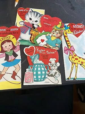 Vintage Used Valentines Card Lot Of Five • $3