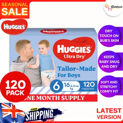 $96.13 • Buy Huggies Ultra Dry For Boys Size 6 16kg+ Nappies 120pk