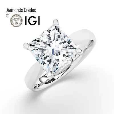 Princess Solitaire Hidden Halo 950 Platinum Engagement Ring 4ctLab-grown IGI • £2782