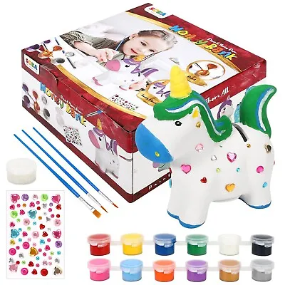 Paint Your Own Money Bank Arts & Crafts Kit DIY Creative Activity Unicorn • £7.89