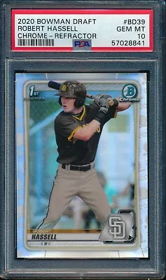 PSA 10 ROBERT HASSELL 1st 2020 Bowman Chrome Draft REFRACTOR Rookie RC GEM MINT • $119.99