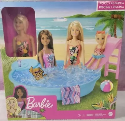 Barbie 11.5 Inch Pool Playset Slide Doll Accessories Mattel NIB • $21
