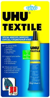 UHU Textile Adhesive Glue 20g 19ml Hemming Mending Fabrics Clothes Solvent Free • £4.39