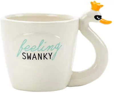 Swan Queen Handle - Feeling Swanky 18 Oz Hand Painted Stoneware Mug (BRAND NEW) • $14.99