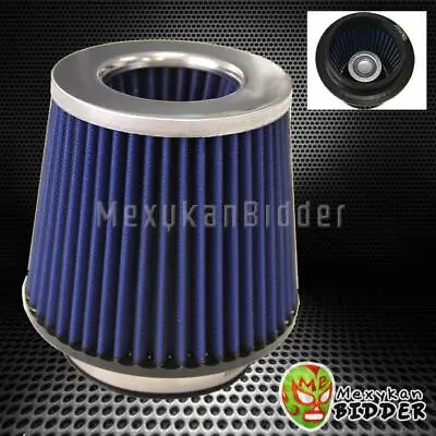 4'' Inlet Silver/Blue Short Ram/Cold Intake High Flow Mesh Air Filter Universal • $17.24