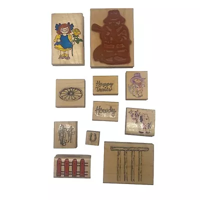 Vintage 90's Lot Of 11 Crafts Wood Mounted Rubber Stamps Cowboy / Western Theme • $14.99