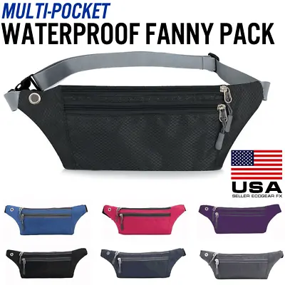 Waterproof Running Belt Fanny Pack Waist Pouch Outdoor Camping Hiking Travel Bag • $5.99