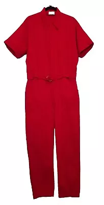 Corduroy Jumpsuit Mens Large Vintage MCM Suit Red Diplomat Coveralls Pantsuit • $100