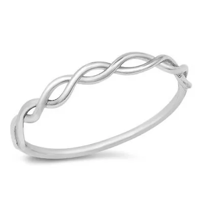 Twist Ring Genuine Sterling Silver 925 Rhodium Plated Face Height 2.5 Mm Size 8 • $9.32