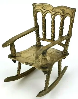 Vintage Miniature Brass Doll House Rocking Chair Rocker Made In India 1:12 Scale • $9.95
