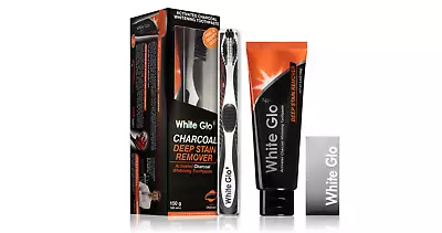 1x White Glo Charcoal Deep Stain Remover Whitening Toothpaste 100ml + Toothbrush • £10.99