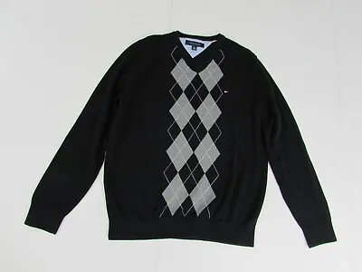 Tommy Hilfiger Mens Sweater Argyle Pullover V-neck Diamond Pattern Knit Large • $18