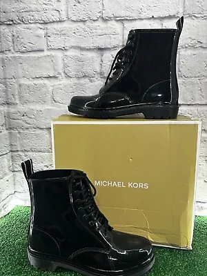 Michael Kors Tavie Rainbooties Black Patent Boots 9M NEW IN BOX!! • $60