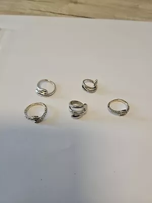 Silver Hallmarked 925 Snake Style Ring Bundle 5x Rings In Total Lovely Set • £25