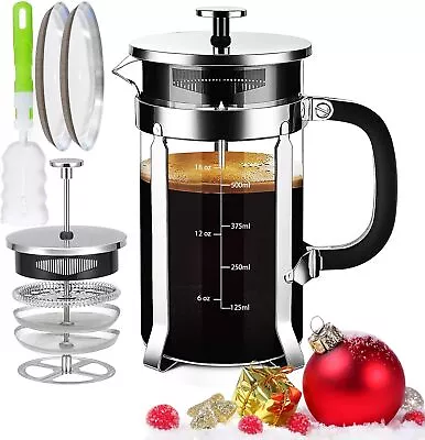 French Press Coffee Maker 304 Stainless Steel Coffee Press With 4 Filters System • $24.99