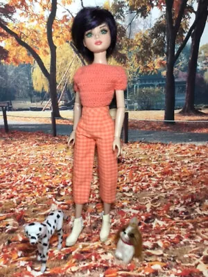 Madame M Juniors--Orange Checks For Ellowyne Wilde Doll & Friends (OOAK Outfit) • $19