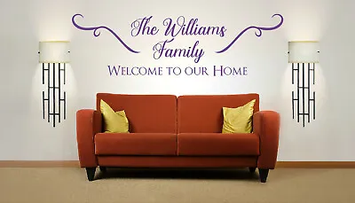 Personalised Family Name 'Welcome To Our Home' Wall Art Sticker Mural Decal. • £14.79
