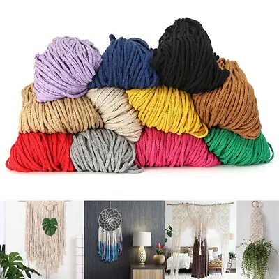 5Yards 5mm Natural Cotton Twisted Cord Craft Macrame Artisan Rope Craft String • $5.82