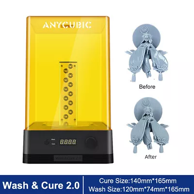 $205 • Buy ANYCUBIC Wash And Cure Machine 2.0 For 3D Printer Powerful 405nm+365nm UV Light