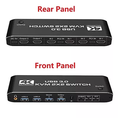 AU 4K 60Hz 2 In 2 Out USB 3.0 HDMI Kvm Switch 2x2 Dual Monitor Extended Display • $67.99