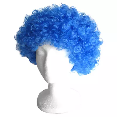 Economy Blue Afro Wig ~ HALLOWEEN 60s 70s DISCO CLOWN COSTUME PARTY CURLY FRO • $5.95
