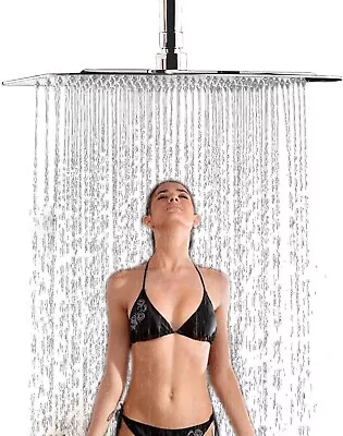 16 In Large Rain Shower Head Stainless Steel Ceiling Shower Head High Pressure • $33.99