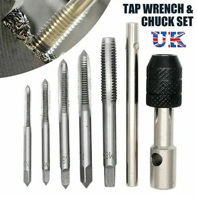 6Pcs TAP WRENCH & CHUCK SET TOOL T-HANDLE METRIC M3 M4 M5 M6 M8 AND DIE SET NEW • £4.99