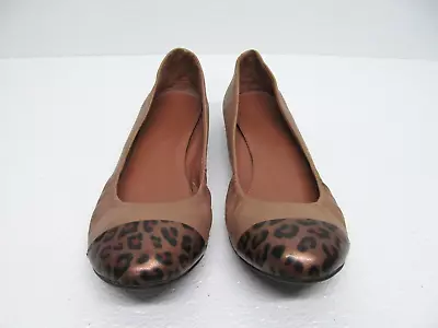 J.CREW Beige Leather Leopard Print Cap Toe Ballet Flats Size Women's 7 • $29.99