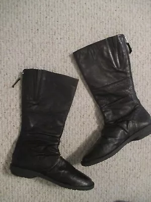 Miz Mooz Prima Black Leather Back Zip Boots Size 41 / 9.5-10 US • $89.99