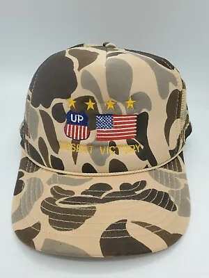 Union Pacific Desert Victory Storm USA Flag Camo With Mesh Snapback Hat Cap • £19.23