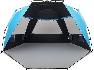 Instant Shader Dark Shelter XL Beach Tent 99  Wide For 4-6 Person Sun Shelter UP • $116.99