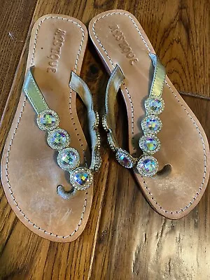 Mystique Brown Beaded Embellished Flip Flop Sandals Size 7 • $49.99