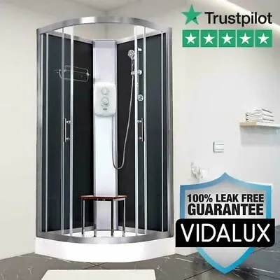 Electric Shower Cabin Enclosure Vidalux Pure E 800 X 800 Black - Leak Free • £789