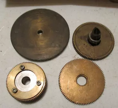 4-antique Old Brass Small Gears 1 1/2 -3  Wide Steam Punk Art Machinicts • $9