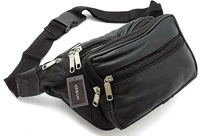 £7.59 • Buy Large Real Leather Bum Waist Bag Travel Holiday Money Belt Pouch Change Bumbag