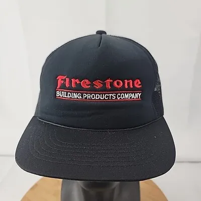 EUC Vintage 90's Firestone Building Products Company Black Trucker Snapback Hat  • $10