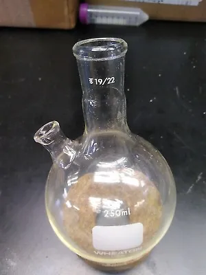 250 Ml (2) Neck 19/22 Clear Lock Joint Round Bottom Flask W/ Thermometer GWS • $4.99