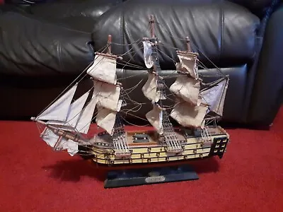 £10 • Buy Antique Brass And Wood Model Ship Boat