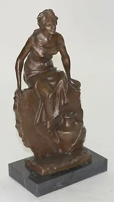 Buste De Jeune Femme En Bronze Patine Brune Signé E. Villanis Sculpture Statue • $249