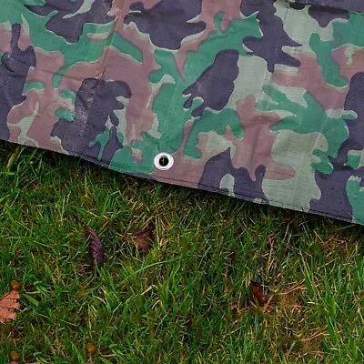 Waterproof Tarp Army Basha Camouflage Tarpaulins Ground Sheet Camo Cover • £3.99