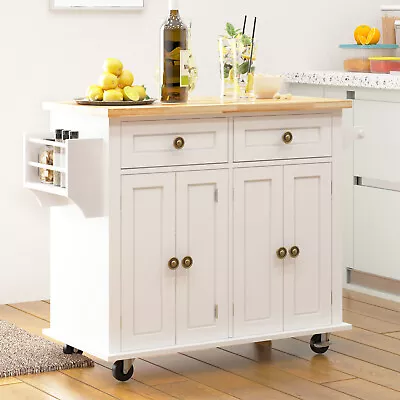 DlandHome Mobile Kitchen Island Cart Buffet Cabinet W/ Towel Spice Rack Drawers • $229