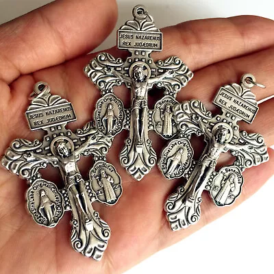 £13.59 • Buy LOT OF 3PC ITALY Pius X Indulgenced Pardon Crucifix Cross Rosary Parts Catholic